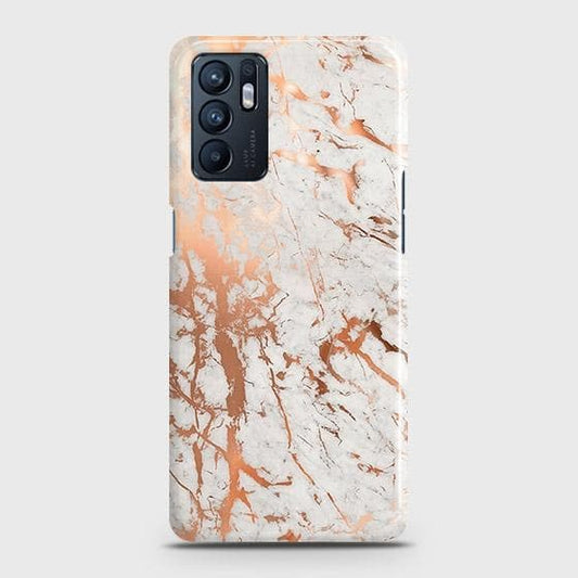 Oppo Reno 6 4G Cover - In Chic Rose Gold Chrome Style Printed Hard Case with Life Time Colors Guarantee