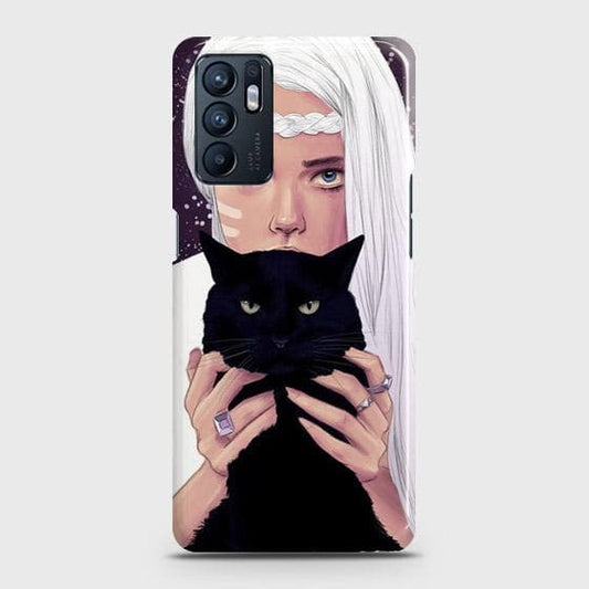 Oppo Reno 6 4G Cover - Trendy Wild Black Cat Printed Hard Case with Life Time Colors Guarantee b65