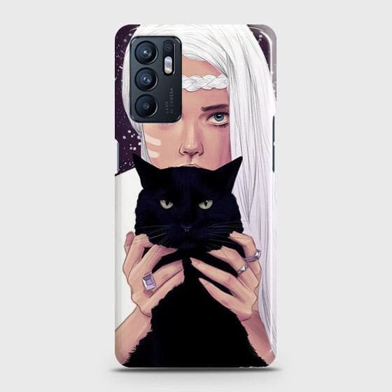 Oppo Reno 6 4G Cover - Trendy Wild Black Cat Printed Hard Case with Life Time Colors Guarantee ( Fast Delivery )