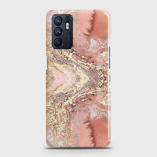 Oppo Reno 6 4G Cover - Trendy Chic Rose Gold Marble Printed Hard Case with Life Time Colors Guarantee