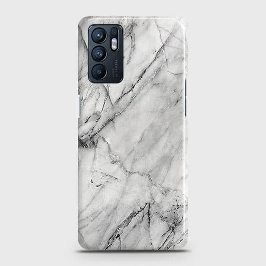 Oppo Reno 6 4G Cover - Matte Finish - Trendy White Marble Printed Hard Case with Life Time Colors Guarantee