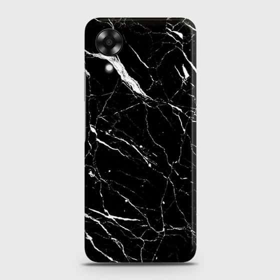 Oppo A17k Cover - Trendy Black Marble Printed Hard Case with Life Time Colors Guarantee