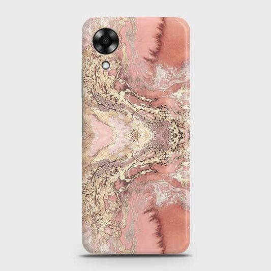 Oppo A17k Cover - Trendy Chic Rose Gold Marble Printed Hard Case with Life Time Colors Guarantee
