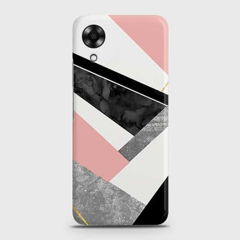 Oppo A17k Cover - Geometric Luxe Marble Trendy Printed Hard Case with Life Time Colors Guarantee