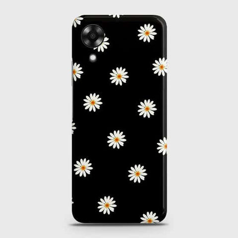 Oppo A17k Cover - White Bloom Flowers with Black Background Printed Hard Case with Life Time Colors Guarantee