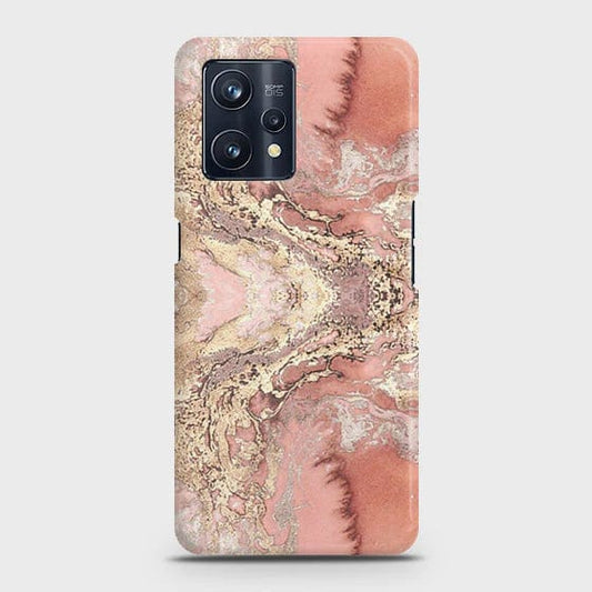 Realme 9 Pro Plus Cover - Matte Finish - Trendy Chic Rose Gold Marble Printed Hard Case with Life Time Colors Guarantee