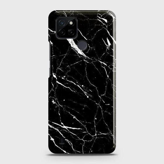 Realme C21Y Cover - Trendy Black Marble Printed Hard Case with Life Time Colors Guarantee
