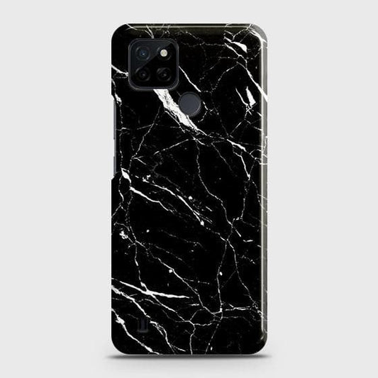 Realme C21Y Cover - Trendy Black Marble Printed Hard Case with Life Time Colors Guarantee
