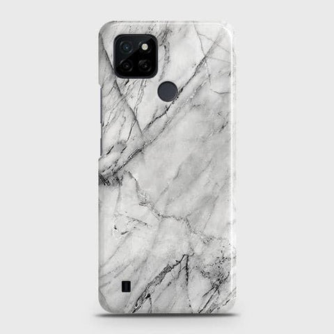 Realme C21Y Cover - Matte Finish - Trendy White Marble Printed Hard Case with Life Time Colors Guarantee