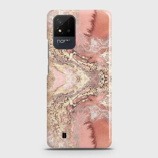 Realme Narzo 50i Cover - Trendy Chic Rose Gold Marble Printed Hard Case with Life Time Colors Guarantee