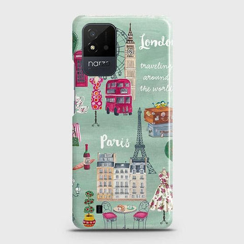 Realme Narzo 50i Cover - Matte Finish - London, Paris, New York ModernPrinted Hard Case with Life Time Colors Guarantee