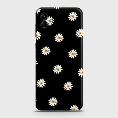 Samsung Galaxy A04 Cover - White Bloom Flowers with Black Background Printed Hard Case with Life Time Colors Guarantee
