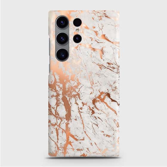 Samsung Galaxy S23 Ultra 5G Cover - In Chic Rose Gold Chrome Style Printed Hard Case with Life Time Colors Guarantee