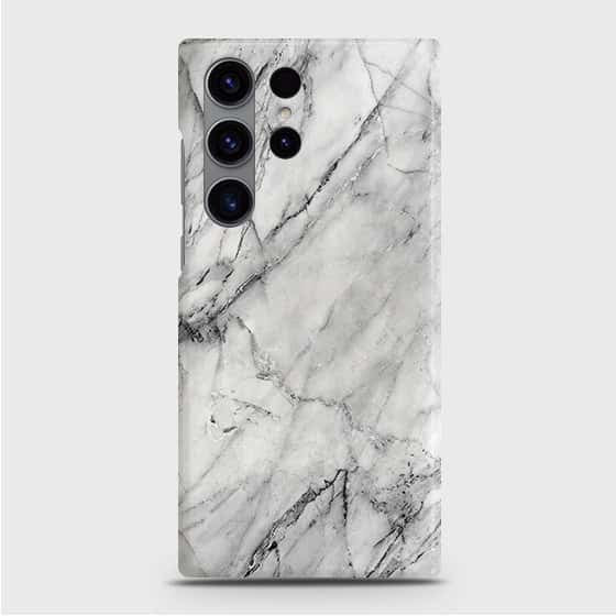Samsung Galaxy S23 Ultra 5G Cover - Trendy White Marble Printed Hard Case with Life Time Colors Guarantee