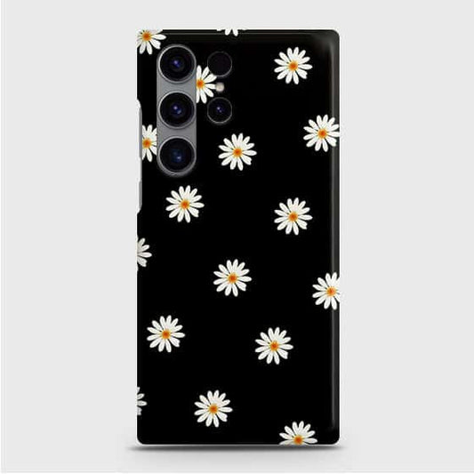 Samsung Galaxy S23 Ultra 5G Cover - White Bloom Flowers with Black Background Printed Hard Case with Life Time Colors Guarantee