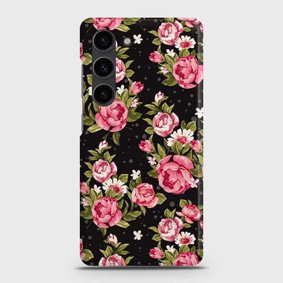 Samsung Galaxy S23 Plus 5G Cover - Trendy Pink Rose Vintage Flowers Printed Hard Case with Life Time Colors Guarantee