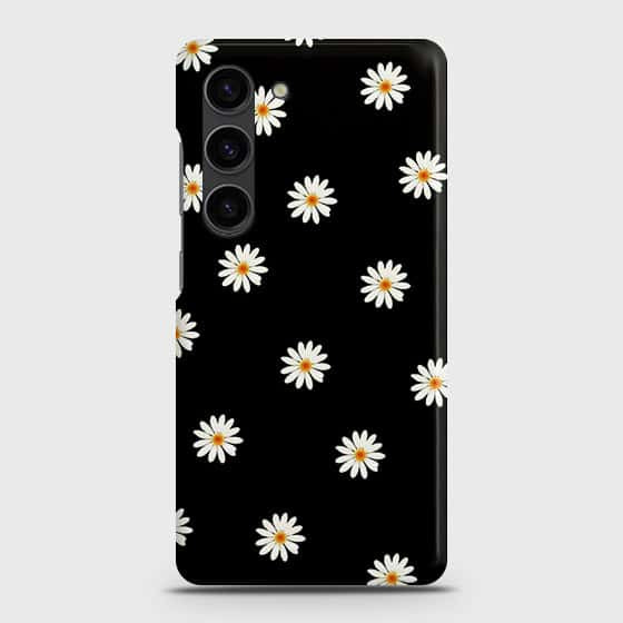 Samsung Galaxy S23 5G Cover - White Bloom Flowers with Black Background Printed Hard Case with Life Time Colors Guarantee