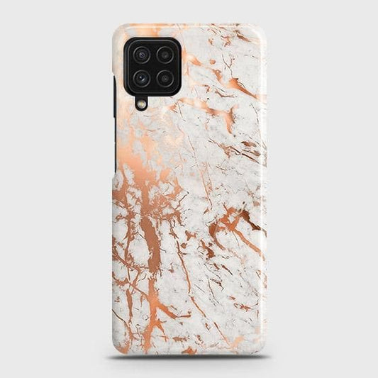 Samsung Galaxy A22 4G Cover - In Chic Rose Gold Chrome Style Printed Hard Case with Life Time Colors Guarantee ( Fast Delivery )