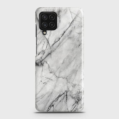 Samsung Galaxy A22 4G Cover - Matte Finish - Trendy White Marble Printed Hard Case with Life Time Colors Guarantee