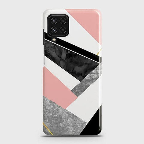 Samsung Galaxy M22 Cover - Matte Finish - Geometric Luxe Marble Trendy Printed Hard Case with Life Time Colors Guarantee ( Fast Delivery )