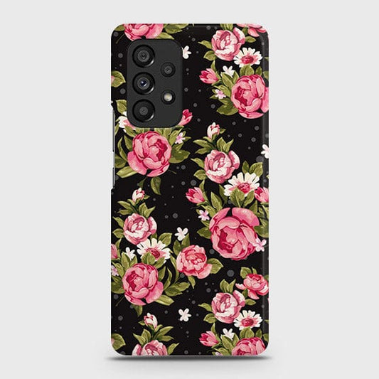 Samsung Galaxy A53 5G Cover - Trendy Pink Rose Vintage Flowers Printed Hard Case with Life Time Colors Guarantee