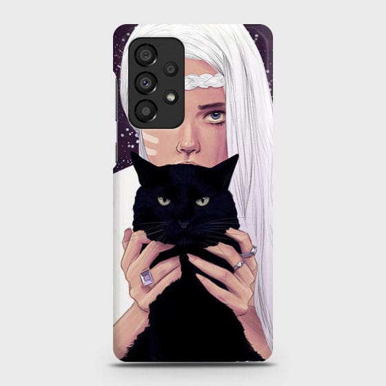 Samsung Galaxy A73 5G Cover - Trendy Wild Black Cat Printed Hard Case with Life Time Colors Guarantee