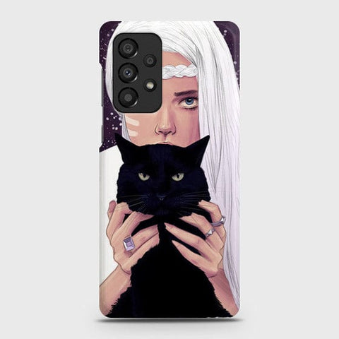 Samsung Galaxy A73 5G Cover - Trendy Wild Black Cat Printed Hard Case with Life Time Colors Guarantee