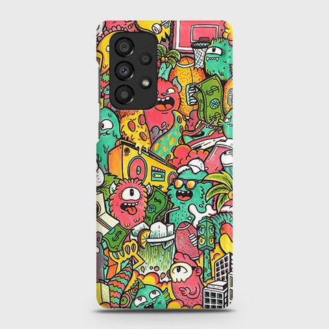 Samsung Galaxy A73 5G Cover - Matte Finish - Candy Colors Trendy Sticker Collage Printed Hard Case with Life Time Colors Guarantee