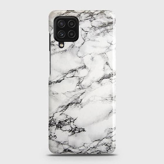 Samsung Galaxy M22 4G Cover - Matte Finish - Trendy White Floor Marble Printed Hard Case with Life Time Colors Guarantee