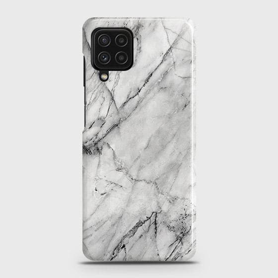Samsung Galaxy M22 4G Cover - Matte Finish - Trendy White Marble Printed Hard Case with Life Time Colors Guarantee