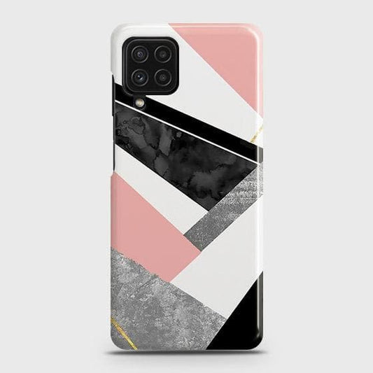 Samsung Galaxy M22 4G Cover - Matte Finish - Geometric Luxe Marble Trendy Printed Hard Case with Life Time Colors Guarantee