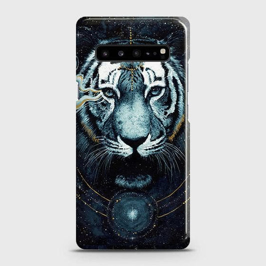 Samsung Galaxy S10 5G Cover - Vintage Galaxy Tiger Printed Hard Case with Life Time Colors Guarantee