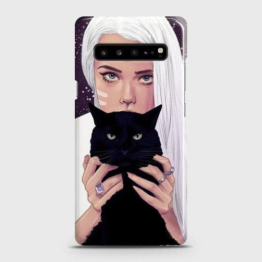 Samsung Galaxy S10 5G Cover - Trendy Wild Black Cat Printed Hard Case with Life Time Colors Guarantee