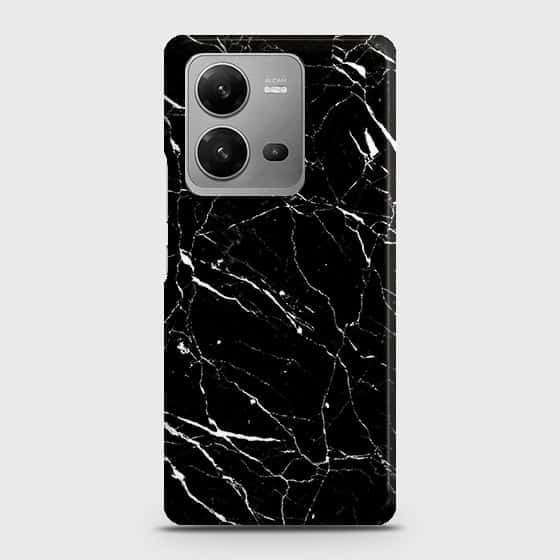 Vivo V25e Cover - Trendy Black Marble Printed Hard Case with Life Time Colors Guarantee