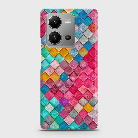 Vivo V25 5G Cover - Chic Colorful Mermaid Printed Hard Case with Life Time Colors Guarantee