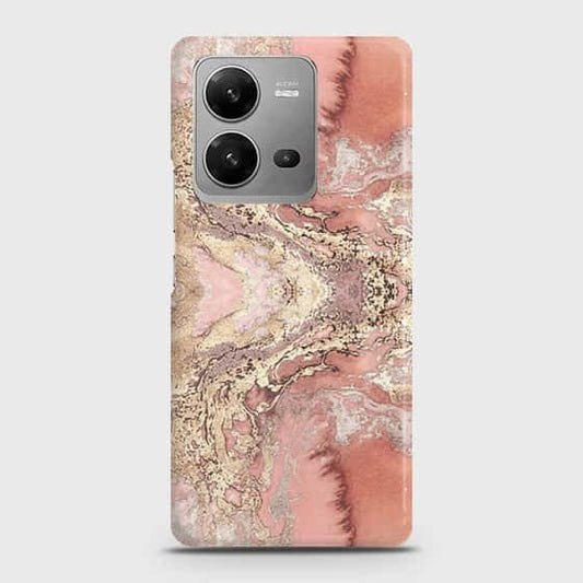 Vivo V25e Cover - Trendy Chic Rose Gold Marble Printed Hard Case with Life Time Colors Guarantee