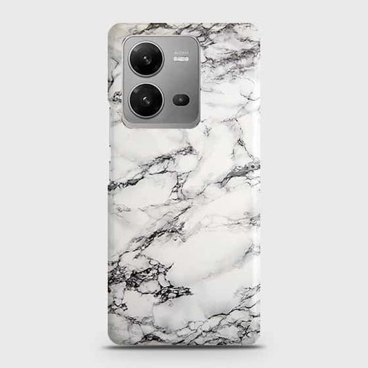 Vivo V25 5G Cover - Trendy White Floor Marble Printed Hard Case with Life Time Colors Guarantee