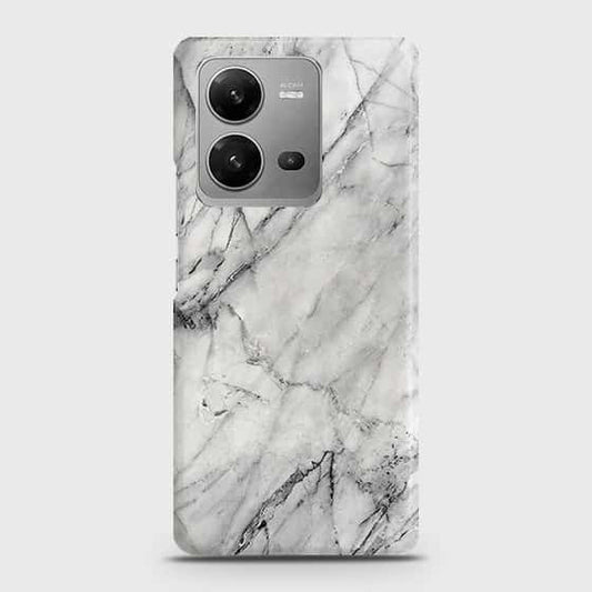 Vivo V25 5G Cover - Trendy White Marble Printed Hard Case with Life Time Colors Guarantee