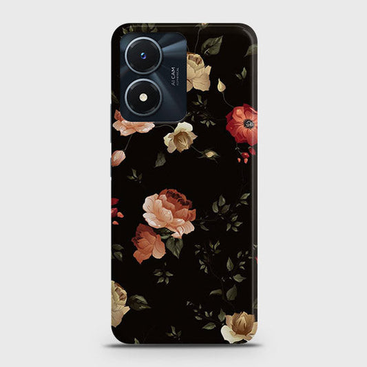 Vivo Y02s Cover - Dark Rose Vintage Flowers Printed Hard Case with Life Time Colors Guarantee