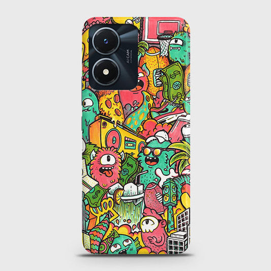 Vivo Y02s Cover - Candy Colors Trendy Sticker Collage Printed Hard Case with Life Time Colors Guarantee