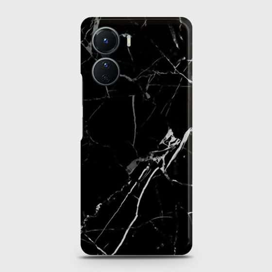 Vivo Y16 Cover - Black Modern Classic Marble Printed Hard Case with Life Time Colors Guarantee
