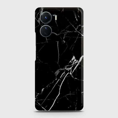 Vivo Y16 Cover - Black Modern Classic Marble Printed Hard Case with Life Time Colors Guarantee