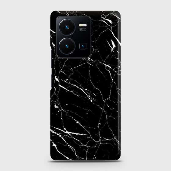 Vivo Y35 4G Cover - Trendy Black Marble Printed Hard Case with Life Time Colors Guarantee
