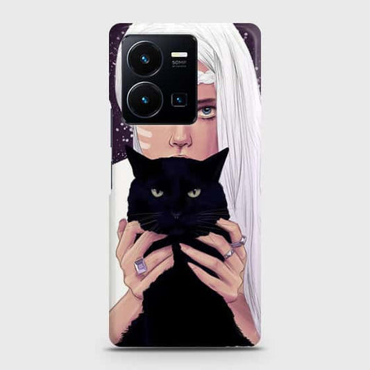 Vivo Y35 4G Cover - Trendy Wild Black Cat Printed Hard Case with Life Time Colors Guarantee