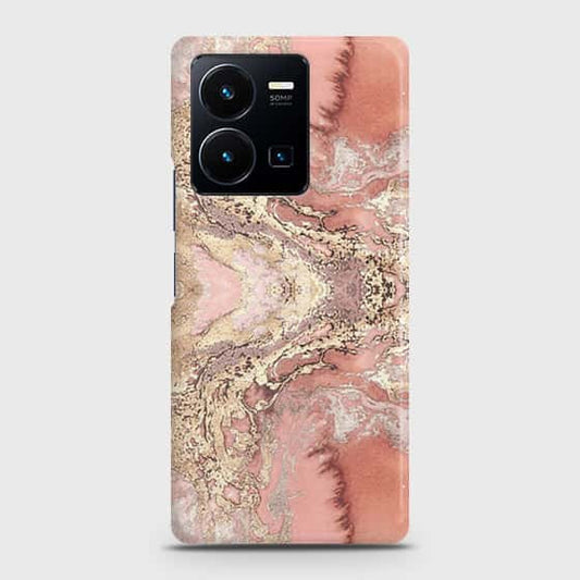 Vivo Y35 4G Cover - Trendy Chic Rose Gold Marble Printed Hard Case with Life Time Colors Guarantee