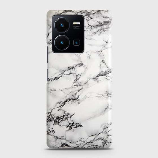 Vivo Y35 4G Cover - Trendy White Floor Marble Printed Hard Case with Life Time Colors Guarantee