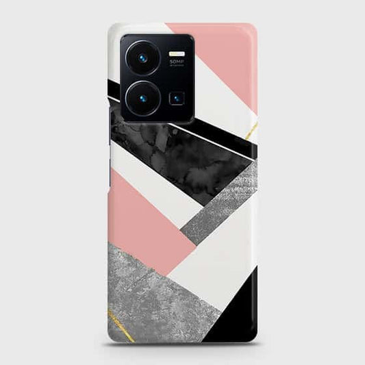 Vivo Y35 4G Cover - Geometric Luxe Marble Trendy Printed Hard Case with Life Time Colors Guarantee