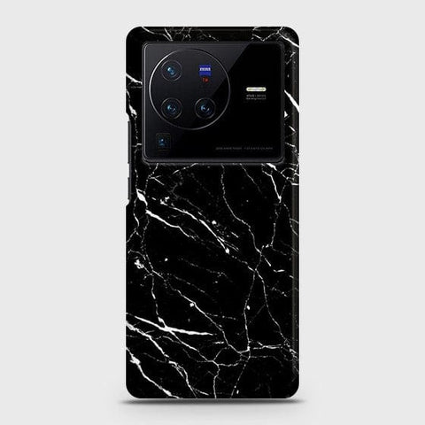 Vivo X80 Cover - Trendy Black Marble Printed Hard Case with Life Time Colors Guarantee