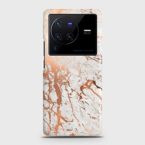 Vivo X80 Cover - In Chic Rose Gold Chrome Style Printed Hard Case with Life Time Colors Guarantee