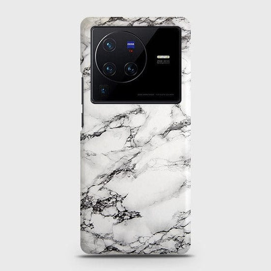 Vivo X80 Cover - Matte Finish - Trendy White Floor Marble Printed Hard Case with Life Time Colors Guarantee